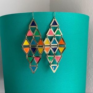 Multicolored geometric dangling earrings